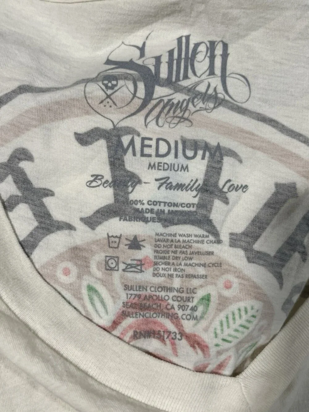 Sullen Art Collective Short Sleeve Shirt Beige  Rose Graphic - Picture 7 of 7